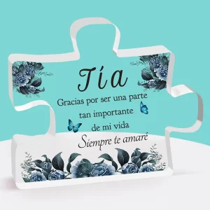 1pc, Spanish Enhanced Acrylic Block Puzzle Plaque - Delicate Aunt Gifts - Perfect Christmas Anniversaries Wedding Birthdays