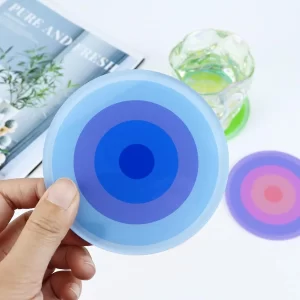 1PC Gradient Blue Acrylic Insulated Coaster Party Utensil Decoration Coffee Shop Placemat Eco-Friendly Home Bar Accessories