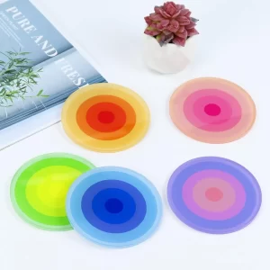 5pcs Acrylic gradient color coasters round heat-resistant coasters table decor beverage coasters, coffee coasters home decor