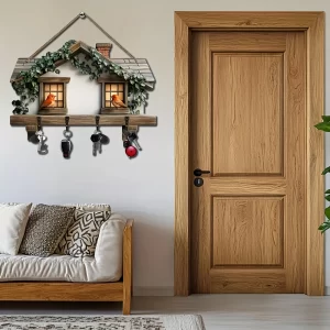 1 PCS 2D Wooden Hanging Decoration Cozy Birdsong Floral Cottage Wooden Sign Simple Key Hangers Wall Art Wall Decor Porch Gifts